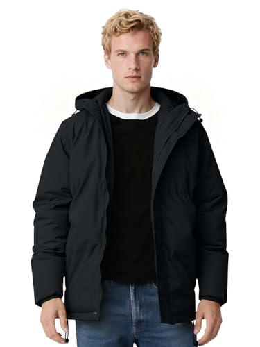 Men's Puffer Jacket Hooded quilted Winter Warm Windproof Coats for Ski Hiking Outdoor