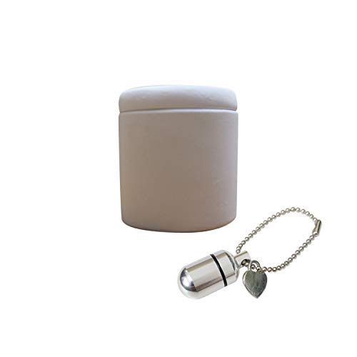 ペット骨壷 珪藻土 1.5寸 分骨 骨壺 土に還る 調湿脱臭 天然素材 (ホワイト, ハートチャーム)