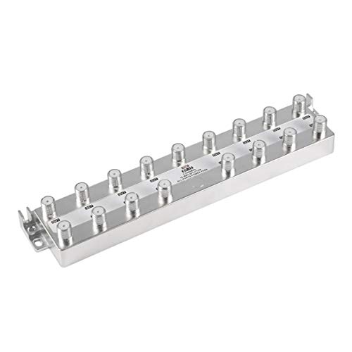 Greatangle SP-16 Satélite Divisor de 16 vías Coaxial 5-2400MHz Antena HDTV TV Digital Separador de señal de Video con Todos los Puertos Pase de alimentación