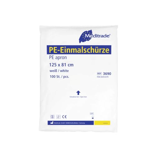Delantal Meditrade PE Theine blanco de polietileno impermeable con 100 unidades