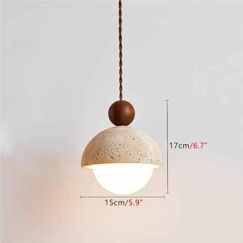 Chandelier nórdico de madera y piedra natural para iluminar tu comedor con calidez 5