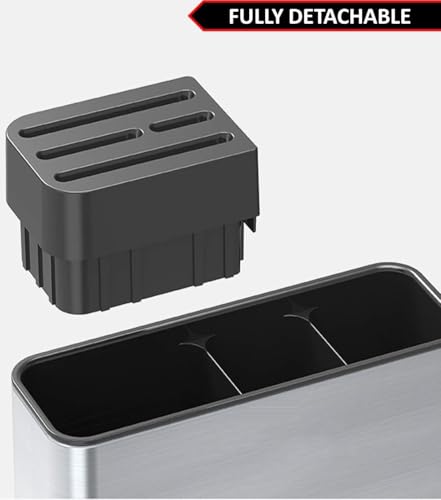 Image of Openja 3 Compartment Knife and Cutlery Holder for Kitchen with Drain Hole at Bottom Stainless Steel Fully Detachable Knife and Spoon Holder Multi-Purpose.