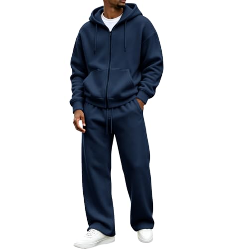 Mens Sweat Suits 2 Piece Set Athletic Zip Up Hoodies Wide Leg Sweatpants - image 1