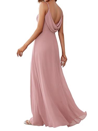 Image of Ever-Pretty Women's Summer Backless Spaghetti Strap Chiffon Bridesmaid Dresses Empire Waist Formal Wedding Guest Dress