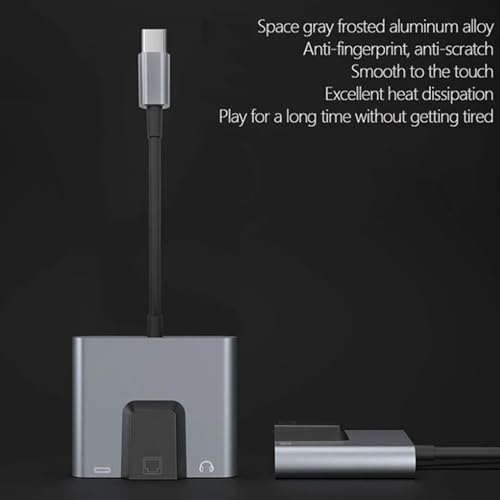 Adaptador de red LAN tipo C a Ethernet USB-C con audio 3,5 mm y carga rápida 5