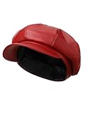 Floraltop Gatsby Newsboy Caps for Women 8 Panel PU Leather Apple Cap Vintage Beret Hat Gatsbie Hat for Women Gift(Red,Classic)