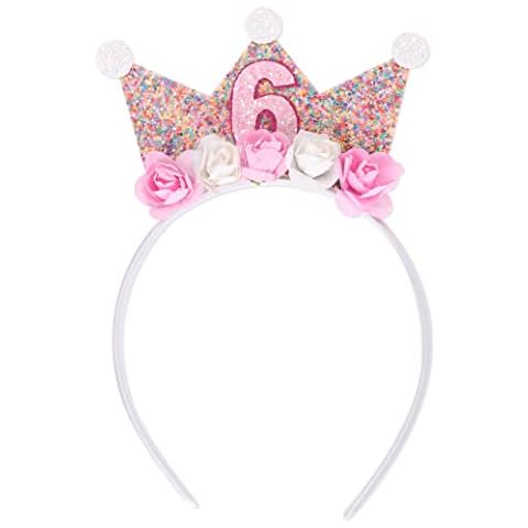 LINLULU Toddlers' Birthday Crown Headbands - Princess Tiara and Flower Crown for Girls, 2nd to 6th Birthday Cover