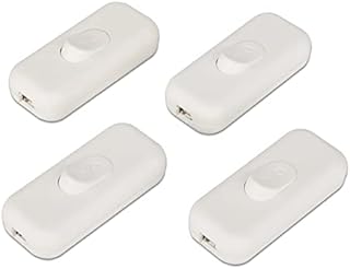 TJCoLUX 4 Pack Torped Switch 6Amp Inline Cord for Small Appliance or Lamp Switch White