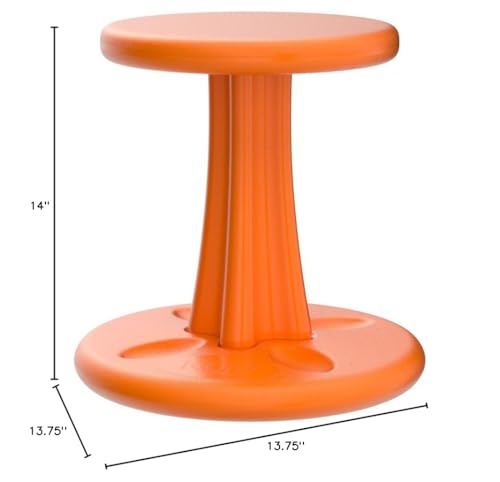 Image of KORE Design Wobble Stool Chair, Girls + Boys Kid Desk Stools, Ergonomic Small Office Chairs, Flexible Seating for Active Child, ADD /ADHD, Classroom, School, Home, Kids (14in), Age 6-7 yrs, Orange