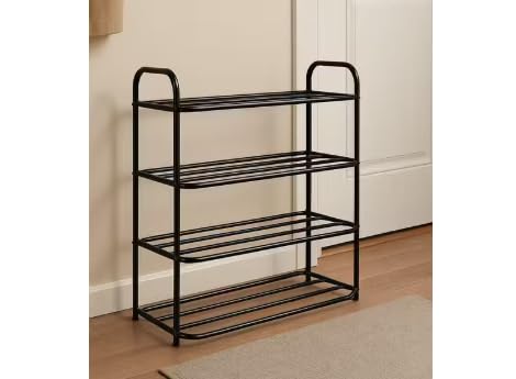 4 Tier Metal Shoe Rack Organizer Heavy Duty Stackable Storage Shelf for Shoes, Slippers & Utility Space Saving Multipurpose Stand for Entryway, Closet, Bedroom Black Finish (Shoe Rack 4-09)-image-31