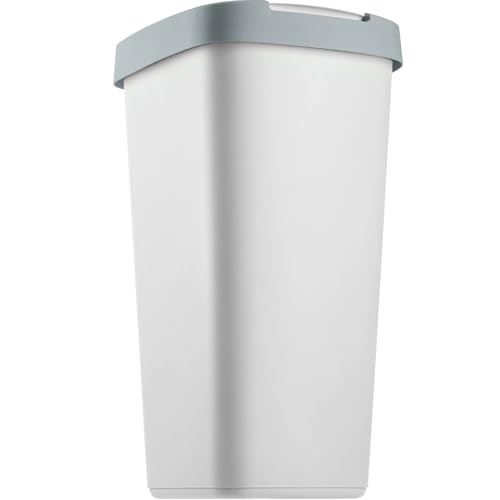 KADAX poubelle 25 litres, couvercle à bascule, collecteur de déchets, bac en plastique, robuste (gris/gris foncé)