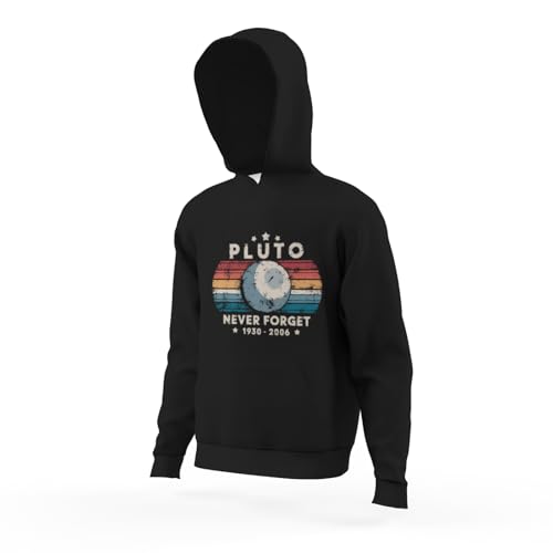 Kids Never Forget Pluto Funny Vintage Retro Astronomy Space Boys Girls Lightweight Kangaroo Pocket Hoodies4