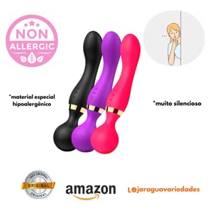Massageador Vibrador Íntimo Elétrico de Silicone com Ponta Dupla 22 Cm 8 Frequências 2 Velocidades R