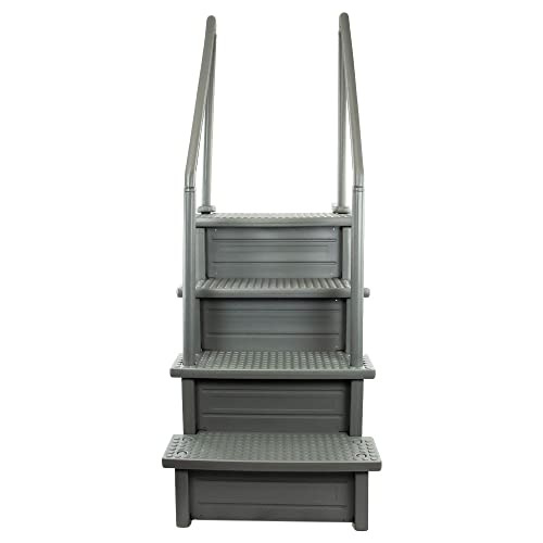 Aqua Select Anti-Slip in-Pool Steps | Gray | for Above Ground Swimming Pools | Can Mount to Decks 48" to 54" H | Safety Stairs Capacity Up to 250 lbs
