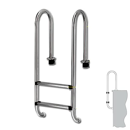 Escalera para piscina de acero inoxidable con 2 peldaños antideslizantes miniatura 1