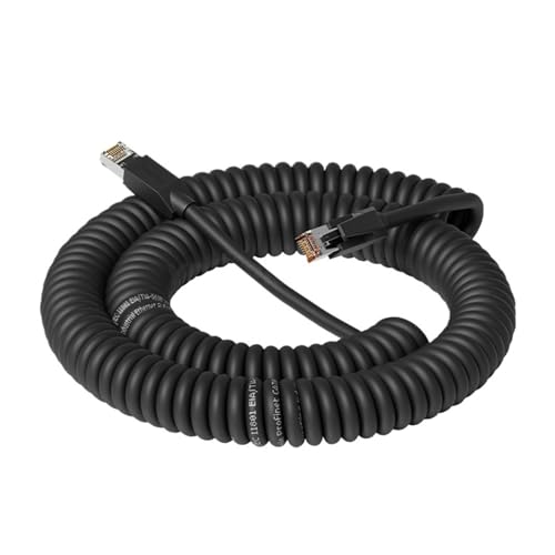 RJ45 - CAT6A �C�[�T�l�b�g �R���s���[�^ �X�v�����O �X�p�C���� �P�[�u�� 8 �s�� 26AWG PUR �t���L�V�u�� ���� ���� �������� ��d�V�[���h �l�b�g���[�N ���C��(Black,2m)