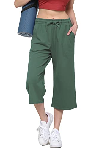 Image of Lock and Love Womens Capri Pants Loose Yoga Pants Wide Leg Drawstring Comfy Lounge Pajama Capris Sweatpants with Pockets