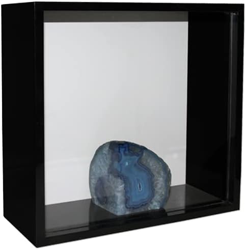 A Shadow Box Display Case 13x13x5'' Picture Frame Memory Wooden Black Box Hanging w Clear Acrylic Slide Cover