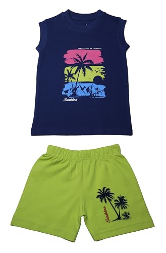 Image of Kids Boys & Girls Tshirt & Shorts | Sleeveless Tshirt Summer Combo Pack, kids Dress, Pack of 5 combo | Unisex Clothing Set for Baby