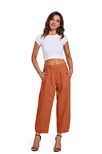 Womens Capri Yoga Pants Wide Leg Loose Comfy Lounge Capris With Pockets Brick Red Xx-Large #TOP2