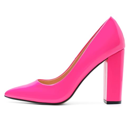 Image of Unisex High Heels for Men and Women 4.7 Inch Chunky Block Heels | Pointed Toe Pumps Dress Party Comfortable Shoes