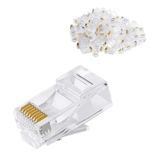 FarShiller RJ45 Connectors Crimp Ends 8P8C UTP Network Plug for CAT5E CAT5 CAT6 Stranded Cable Solid Crystal Head, CAT6 / CAT5e RJ45 Connector, Ethernet Cable Crimp Connectors (50/Pack)