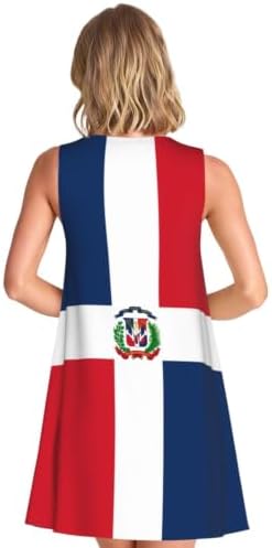 BLWSLC A Dominican Republic Small Printed Sleeveless Dress for Women is Perfect for Parties, Evenings, and Shopping Black