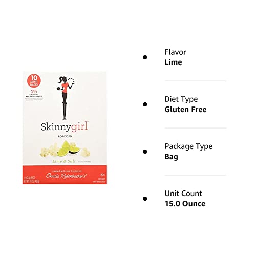 Skinny Girl Lime & Salt Popcorn 10 Mini Bags, 15oz - Thumbnail 2
