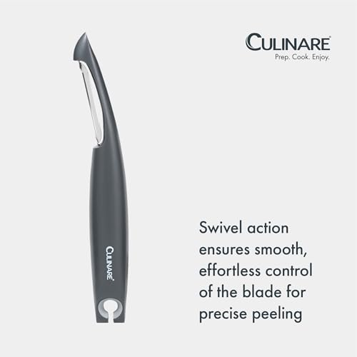 Culinare Angled Swivel Peeler, Grey, Plastic/Stainless Steel, Angled for Comfortable Use, Manual Potato/Vegetable/Fruit Peeler