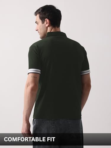Image of Leriya Fashion T Shirt for Men | Polo T-Shirt for Man | Men's Half Zip Polo | Lightweight Breathable Summer Wear | Textured Knit Casual Stylish Tee | Short Sleeve Smart Casual Top for Man