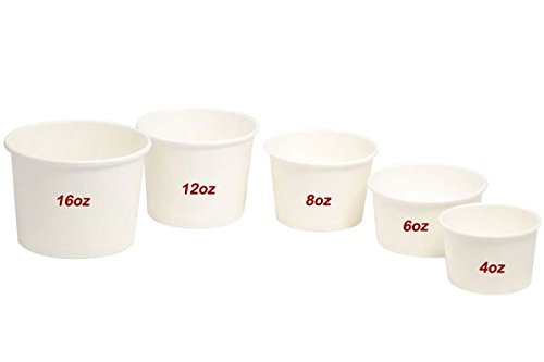 6oz Plain White Paper Ice Cream Dessert Container Cups Tubs - Pack of 50