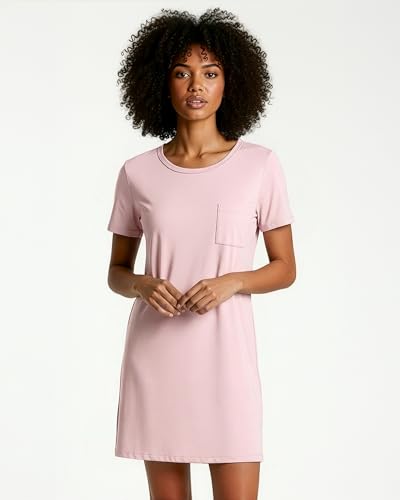 Image of Real Essentials 3 Pack: Women's Short Sleeve Nightgown Dress - Nightshirt Pajama Sleep Shirt Sleepwear (Available In Plus)