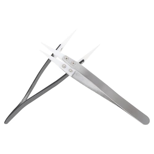 Homoyoyo Pinzette in Ceramica e Acciaio Inox 2 Pezzi, Antistatiche e Resistenti al Calore, Pinzette di Precisione per Saldatura Elettronica e Lavori di Isolamento in Condizioni Acide