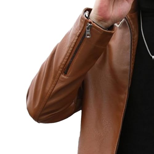Chaqueta de cuero sintético vintage para hombre miniatura 6