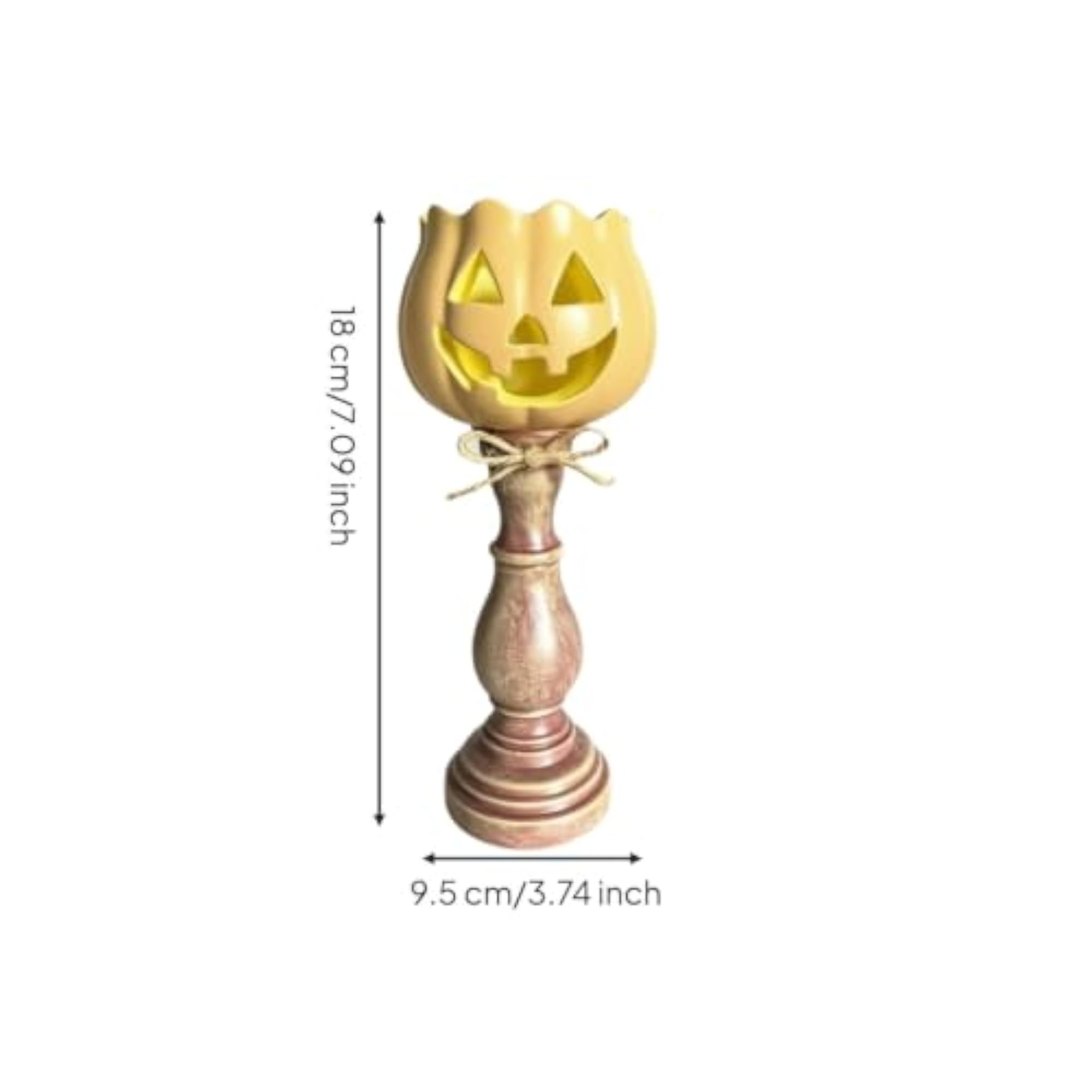 Pumpkin Tealight Holder with Pedestal, Distressed Finish