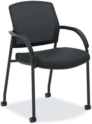 Stackable Waiting Room Chairs With Mesh Back & Armrests - Comfy Office, Church, Or Lobby Seating, Black