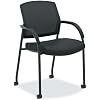 HON Lota Mesh Office Chair with Arms and Casters, Guest and Conference Desk Chair for Reception Areas, Waiting Rooms, and Offices, Fabric Seat, Stackable Design, Black