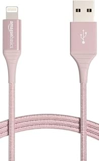 Amazon Basics Double Braided Nylon Lightning to USB A Cable - Advanced Collection, MFi Certified iPhone Charger, Dark Grey, 1.8 m