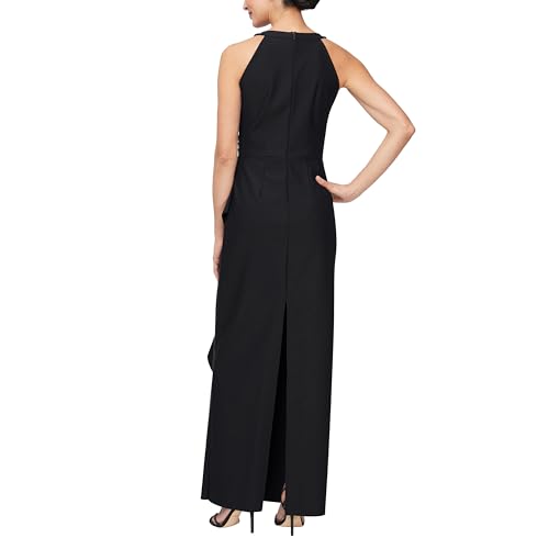 Image of Alex Evenings Women's Slimming Long Side Ruched Dress with Cascade Ruffle Skirt