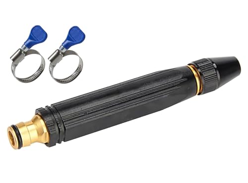 Image of Btag Metal High Pressure Garden Hose Nozzle, Adjustable Leak-Proof Spray Nozzle for Watering & Car Wash, Heavy Duty Brass Tip, Includes 2 Hose Clamps. Pack of 1 (HOME009 Black)