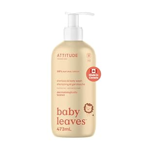 ATTITUDE Baby 2-in-1 Shampoo and Body Wash, Made in Canada, EWG Verified, Dermatologically Tested, Vegan, Pear Nectar, 473 mL