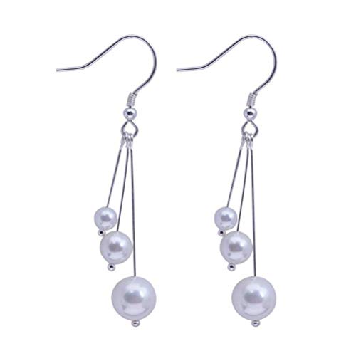 Boucles d'oreilles rétro en perles simples argent S925 pour look quotidien
