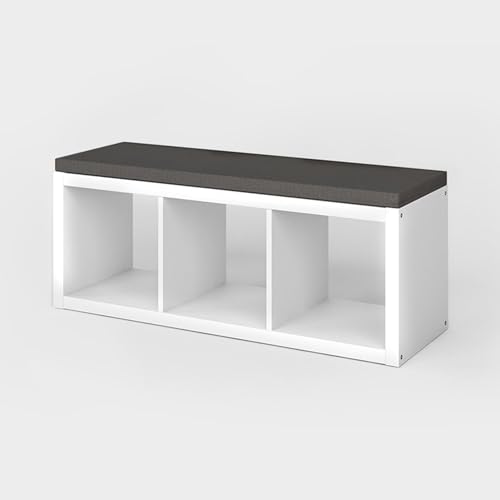 INWONA Kallax Regal Sitzauflage 111 x 39 x 4 cm Sitzpolster Sitzbank-Auflage Sitzkissen/Auflage für Sideboard als Sitzbank/unempfindlicher Bezug/Farbe GRAU ANTHRAZIT