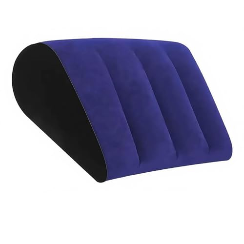 Image of Blow up Cushion Wedge Pillow Compact Lightweight Multipurpose Triangle Shape Dark Blue