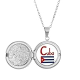 Photo Gallery collana con medaglione a forma di bandiera nazionale cuba con motivo rosso e blu, idea regalo di compleanno Photo Gallery collana con medaglione a forma di bandiera nazionale cuba con motivo rosso e blu, idea regalo di compleanno