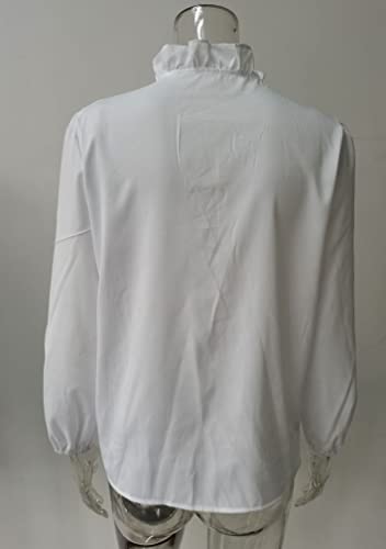 BOFETA Womens Long Lantern Sleeve Blouse Tops V Neck Shirts Turn Down Collar Lightweight Loose Blouses3