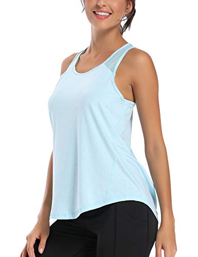 Image of Aeuui Womens Workout Tops for Women Racerback Tank Tops Mesh Yoga Shirts Athletic Running Tank Tops Sleeveless Gym Clothes