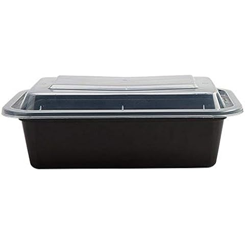 Nicole Home Collection Premium Deep Rectangle Black Containers - 8" x 6" (Pack of 4) - Durable Plastic Material | Ideal for Meals, Parties & Storage Cover
