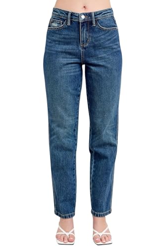 Judy Blue High Waist Rigid Magic Non Destroy Straight Jeans, Inseam 30