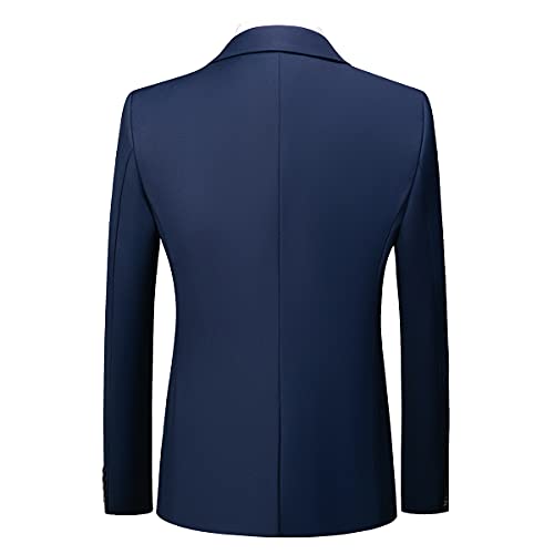 Kudoro Mens Suits Slim Fit 2 Piece Formal Two Button Single Breasted Tuxedo Suit For Men Wedding Casual Business Jacket Pants Blue #TOP2